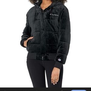 Champion Black Velour Puffer Jacket